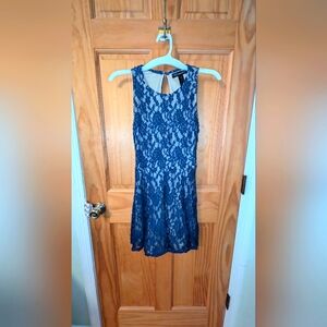 Blue lacey skater dress.